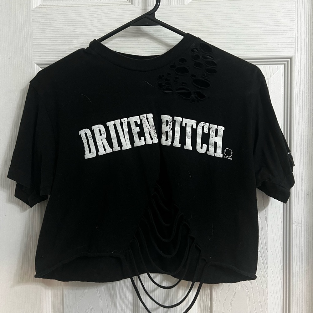 Edgy Black Graphic Crop Top